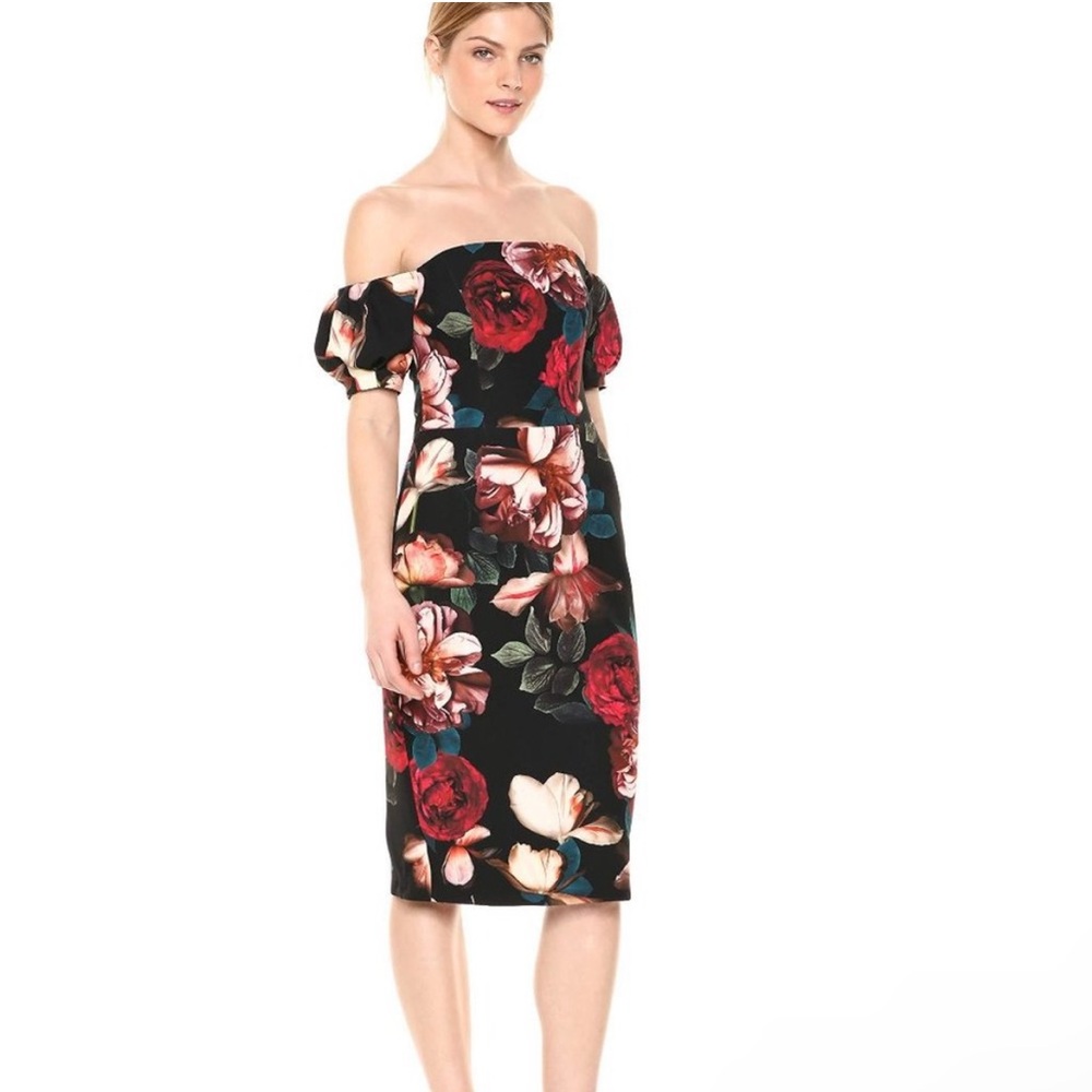 Black Halo Floral Arden Sheath Dress 10